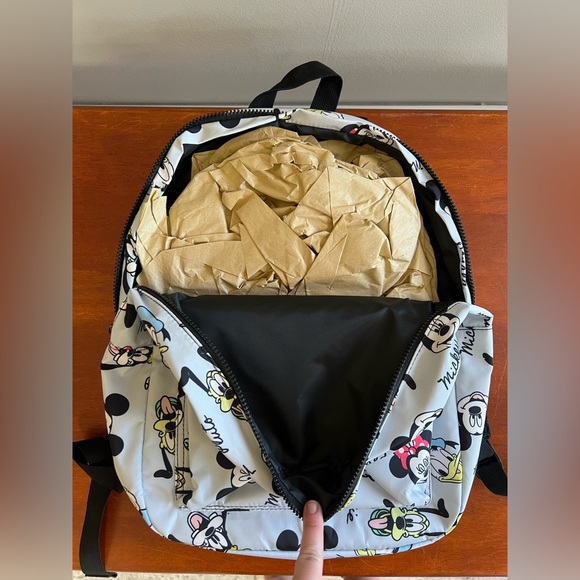 NWOT Disney Bioworld Mickey Characters Print Full Size Backpack, Light Blue - Picture 3 of 10